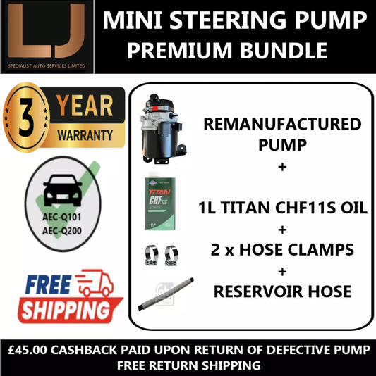 Mini Power Steering Pump Ultimate Bundle | Remanufactured | £45.00 Cashback | 3 Year Warranty