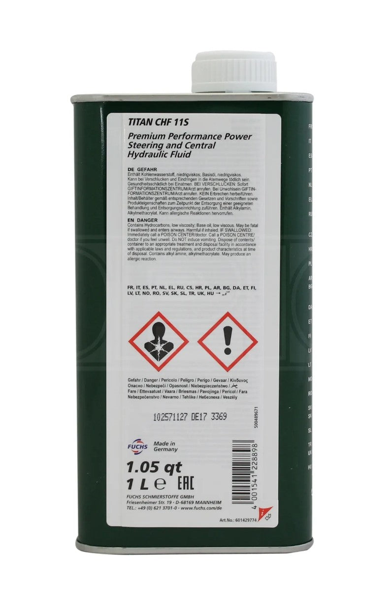 Fuchs Titan CHF 11S Hydraulic Fluid - 1 Litre 1L - previously Pentosin CHF 11S