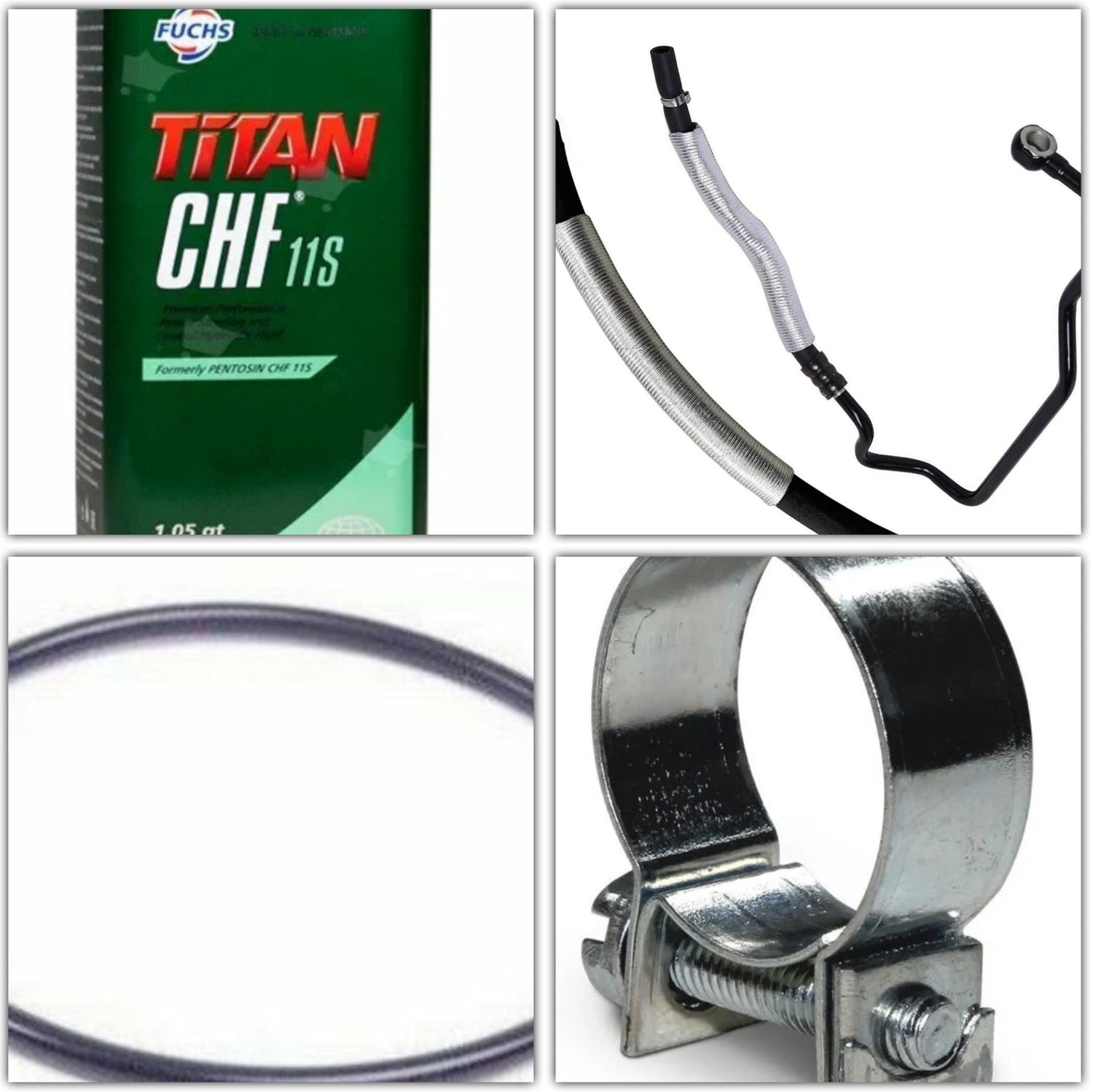 Mini Power Steering Pump Accessories.  Oil, Hoses, Hose Clips and Seals